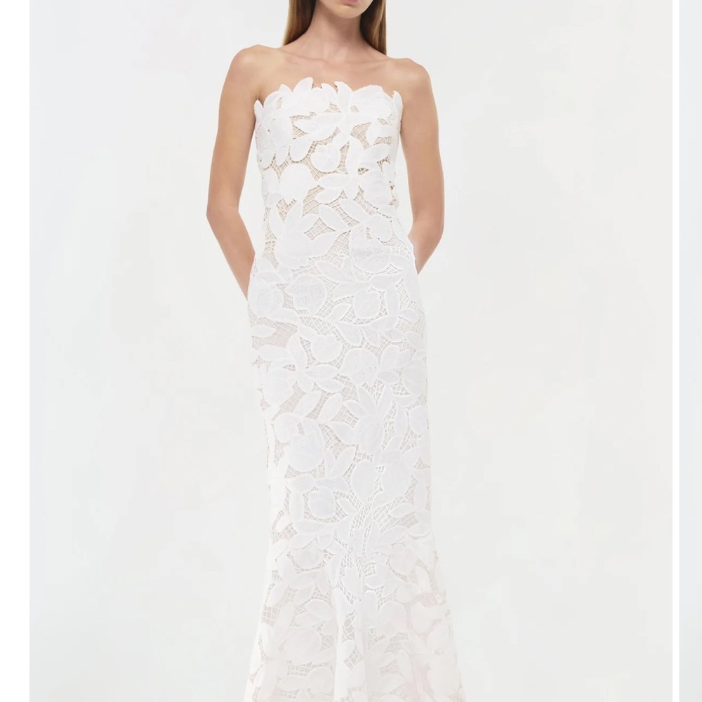 SIMKHAI White Lace Strapless Dress